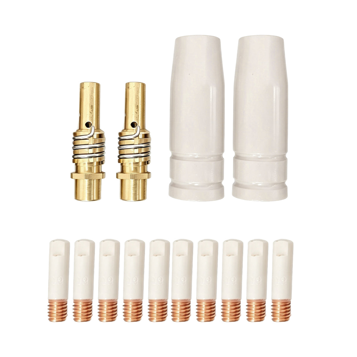 14 Pcs Mig Welding Nozzle Tips .035" with Non-Stick Coating, Ceramic Welding Nozzle Replacement Kit for MB15 15AK Gun