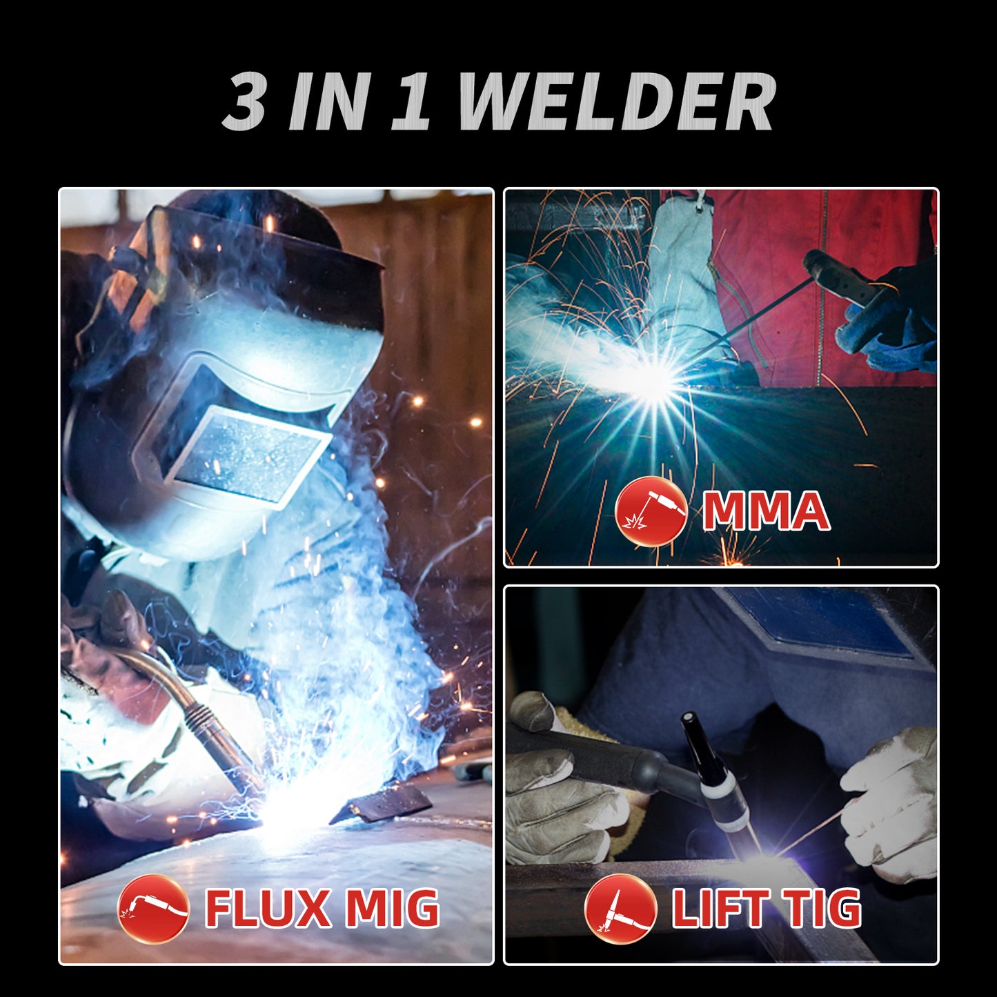 130Amp MIG Welder,110V 3-in-1 Gasless MIG Welding Machine