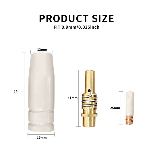 14 Pcs Mig Welding Nozzle Tips .030" with Non-Stick Coating, Ceramic Welding Nozzle Replacement Kit for MB15 15AK Gun