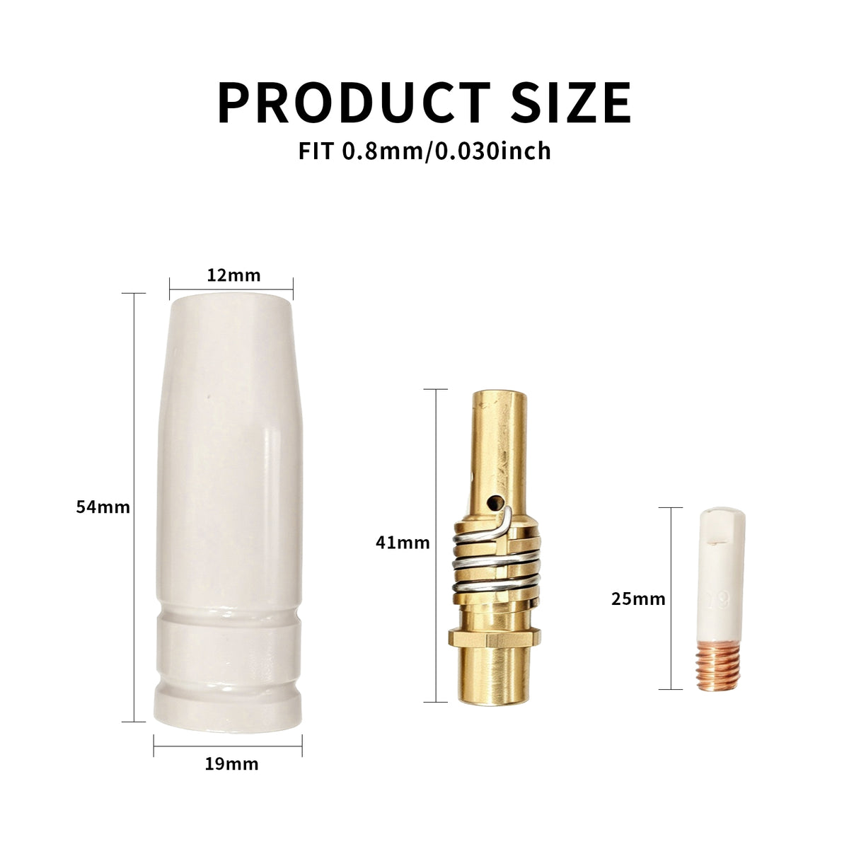 14 Pcs Mig Welding Nozzle Tips .035" with Non-Stick Coating, Ceramic Welding Nozzle Replacement Kit for MB15 15AK Gun