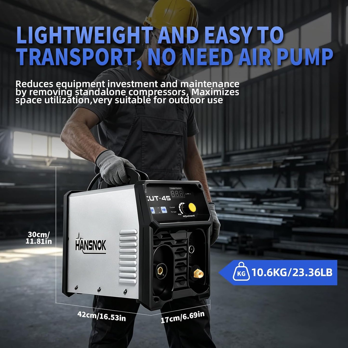 Plasma Cutter With Built In Air Compressor 45A 120V IGBT Inverter Digital Plug and play Portable Plasma Cutting Machine 3/8 Inch Clean Cut And 5/8 Inch Max Cut High Frequency