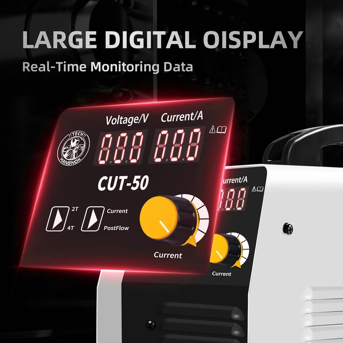 Plasma Cutter,50Amps Cutter Machine with 110/220V Dual Voltage IGBT Inverter,Large Digital Display,Air Sensor,1/2 Inch Clean Cut 5/8 Inch Max Cut Post Flow and 2T/4T,Portable Metal Cutting