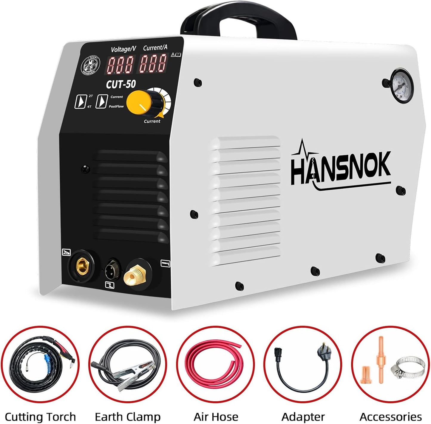 Plasma Cutter,50Amps Cutter Machine with 110/220V Dual Voltage IGBT Inverter,Large Digital Display,Air Sensor,1/2 Inch Clean Cut 5/8 Inch Max Cut Post Flow and 2T/4T,Portable Metal Cutting