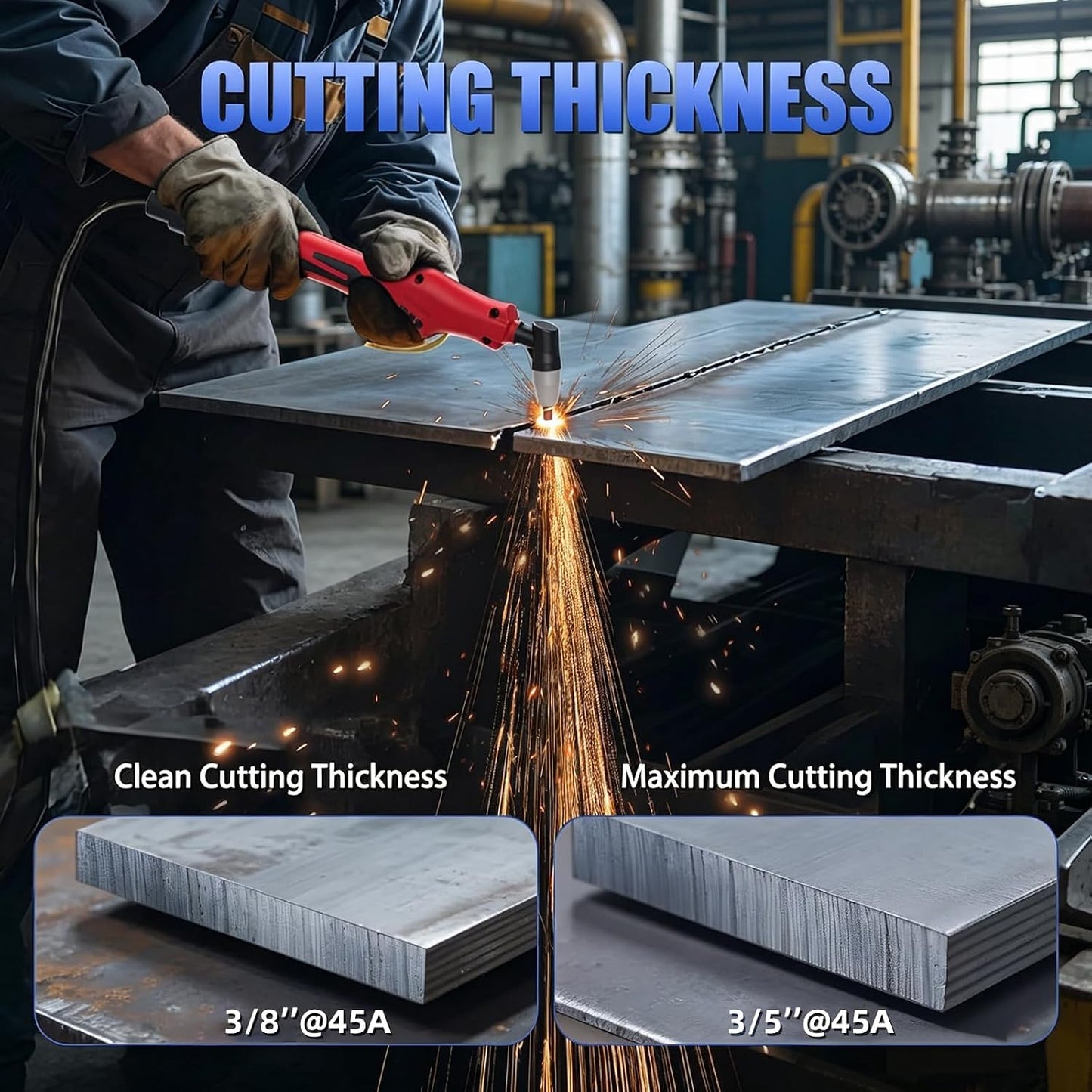 Plasma Cutter With Built In Air Compressor 45A 120V IGBT Inverter Digital Plug and play Portable Plasma Cutting Machine 3/8 Inch Clean Cut And 5/8 Inch Max Cut High Frequency