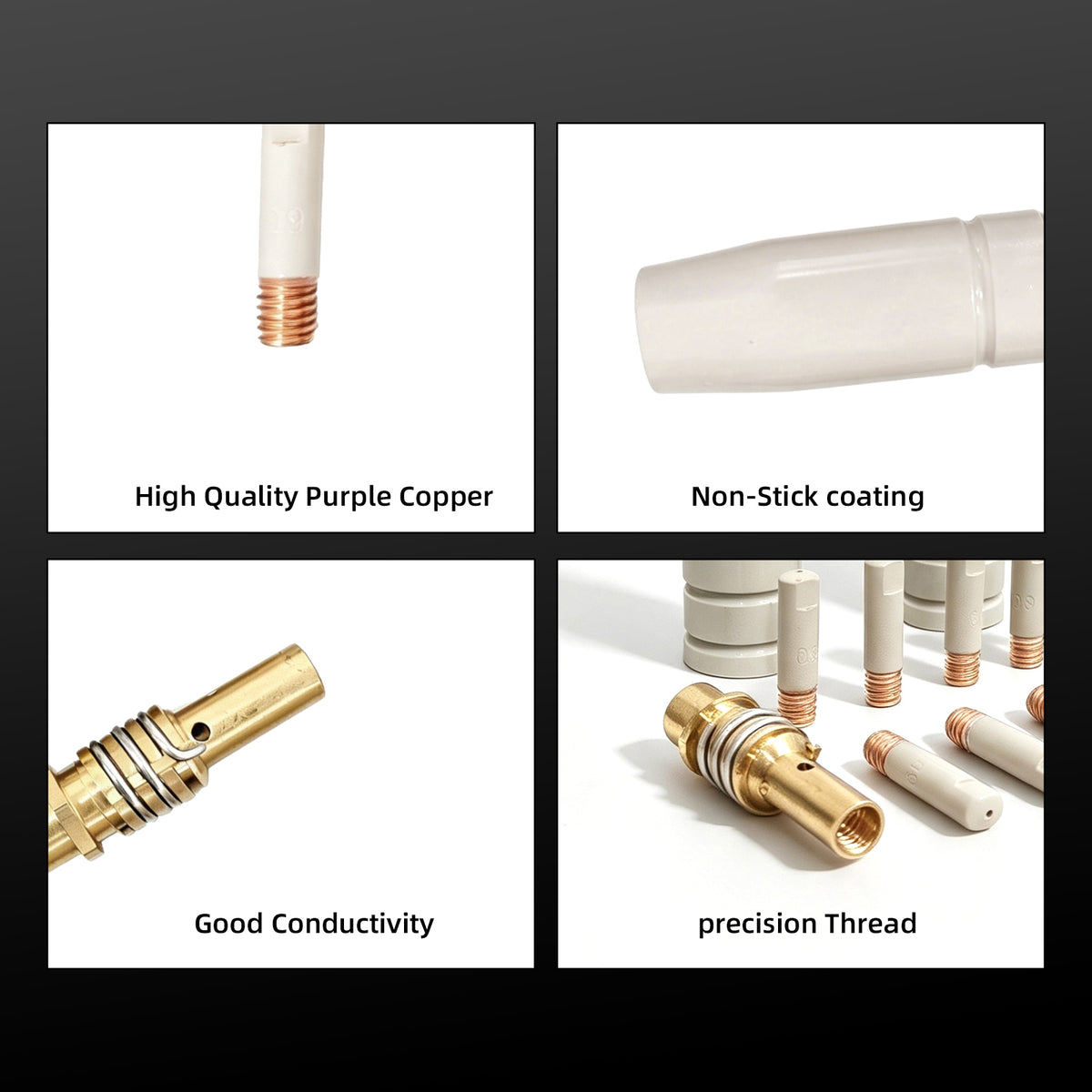 14 Pcs Mig Welding Nozzle Tips .035" with Non-Stick Coating, Ceramic Welding Nozzle Replacement Kit for MB15 15AK Gun