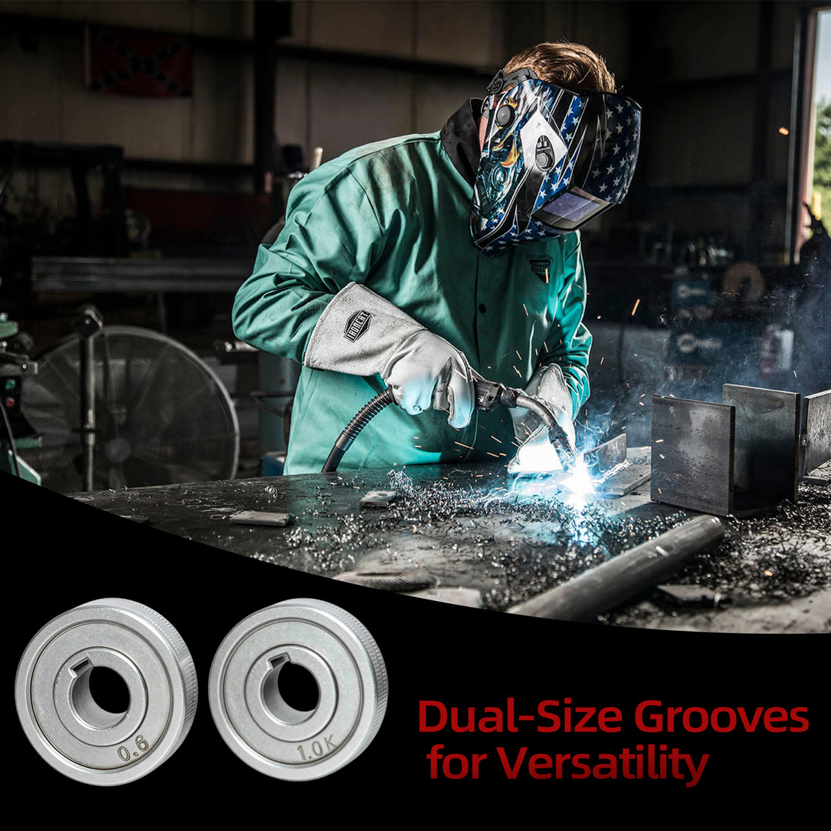 2 Pcs Mig Welding Feed Roller Wire Drive Wheel 0.6-0.8mm & 0.8-1.0mm, Knurled K Groove for Steel & Aluminum Flux Core Wire, MIG Welder Accessory