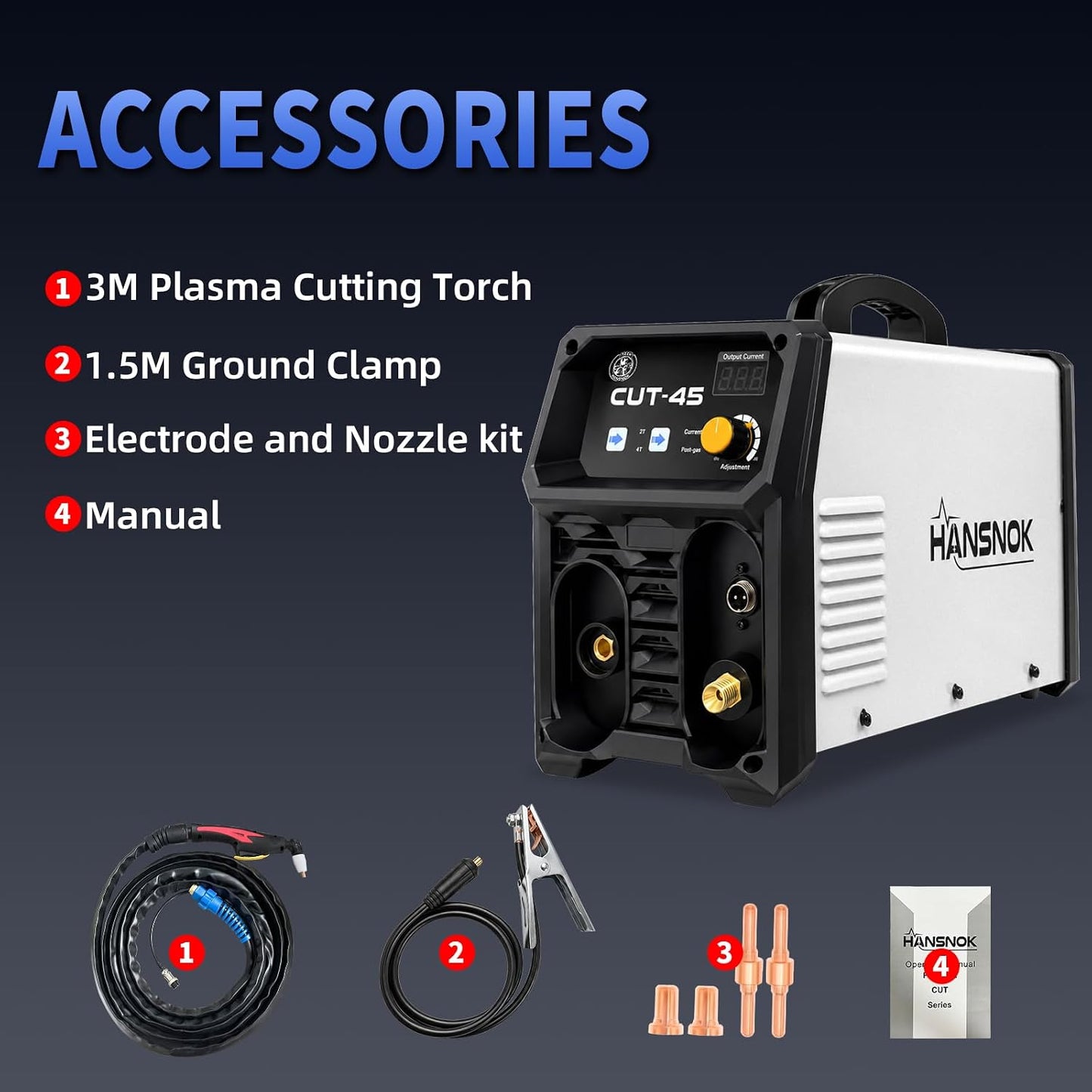Plasma Cutter With Built In Air Compressor 45A 120V IGBT Inverter Digital Plug and play Portable Plasma Cutting Machine 3/8 Inch Clean Cut And 5/8 Inch Max Cut High Frequency