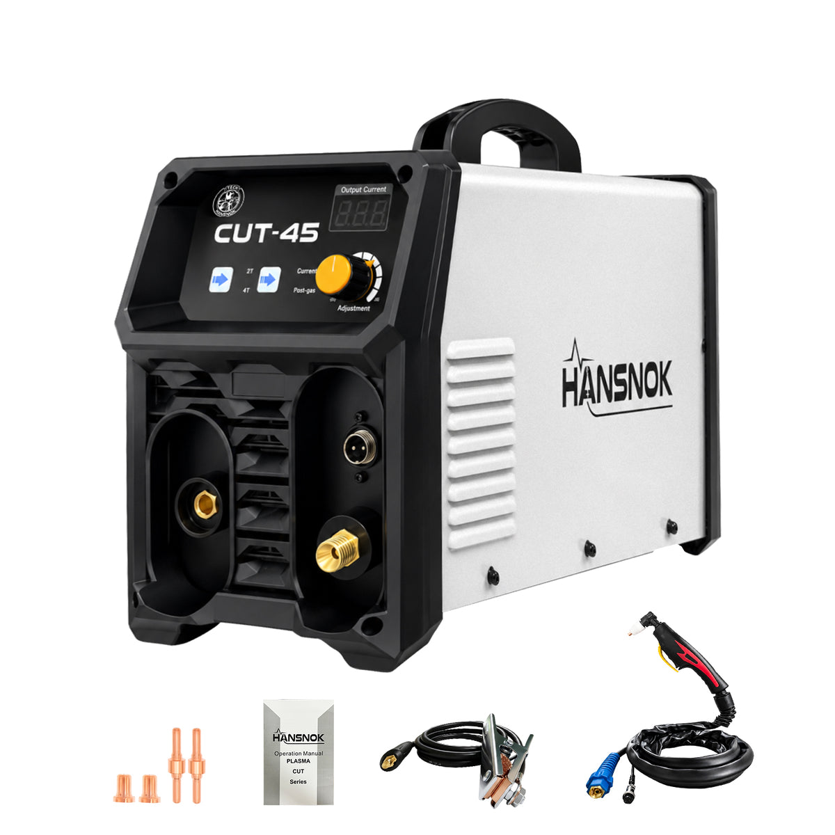 Plasma Cutter With Built In Air Compressor 45A 120V IGBT Inverter Digital Plug and play Portable Plasma Cutting Machine 3/8 Inch Clean Cut And 5/8 Inch Max Cut High Frequency