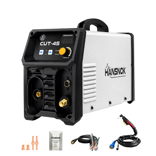 Plasma Cutter With Built In Air Compressor 45A 120V IGBT Inverter Digital Plug and play Portable Plasma Cutting Machine 3/8 Inch Clean Cut And 5/8 Inch Max Cut High Frequency