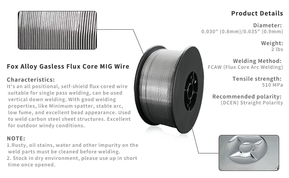 Flux Core Gasless Mig Mild Steel Welding Wire(0.8mm 2lbs)